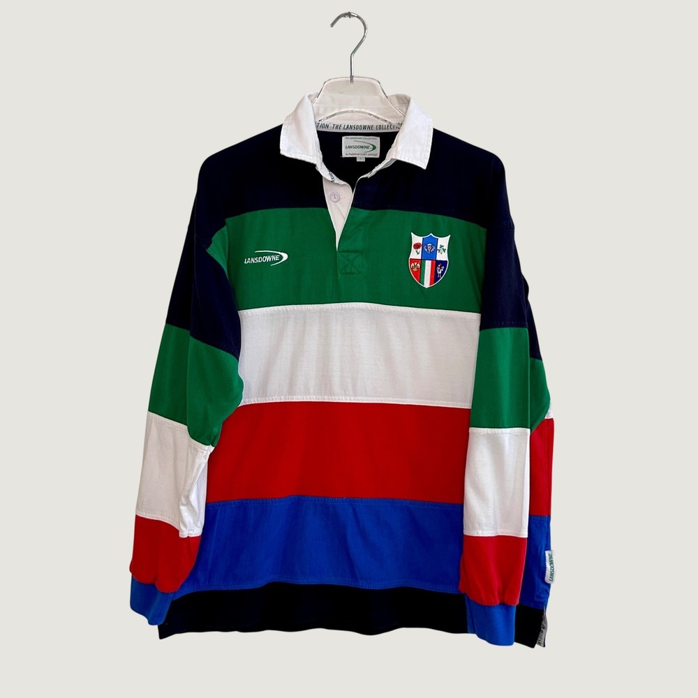 Lansdowne Mens Six Nations Rugby Shirt Long Sleeve Striped Crest Jersey Large